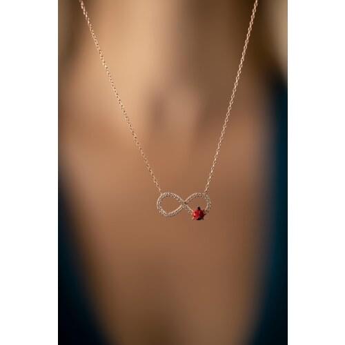 925 sterling Silver Women 'S Infinity and Ladybug Pattern Silver Necklace Elegant Quality Pleasing Appearance Wink Attractive 2021 Trend Fashion style New