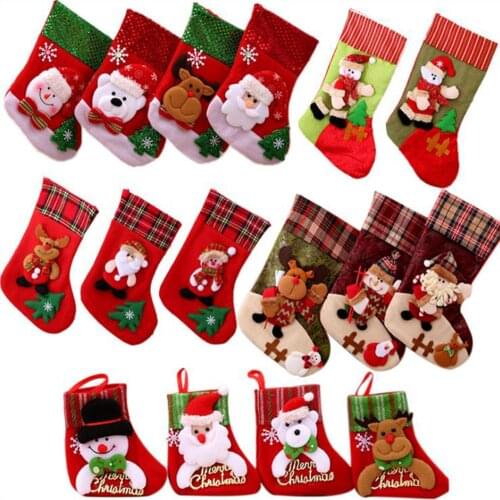 1PCS Christmas Stockings Hanging Christmas Tree Decoration Ornaments New Year Candy Bag Gifts Socks Stocking Xmas Ornament