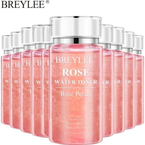 BREYLEE Rose Water Facial Toner Hyaluronic Acid Moisturizing Serum Hydrating Large Pores Anti-wrinkle Firming Dry Skin Care