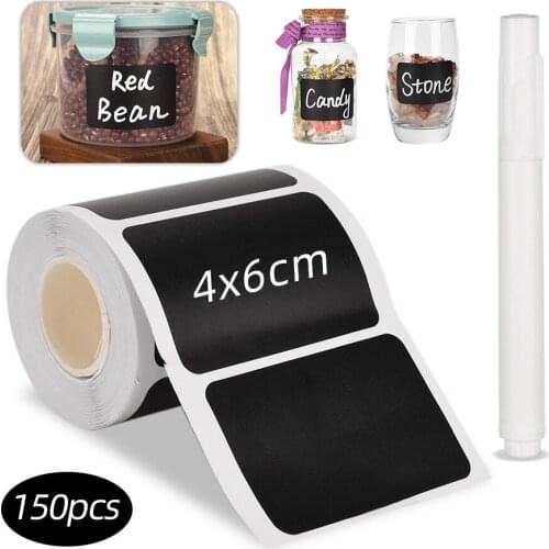 150pcs Stationary Pantry Labels Kitchen Spice Stickers Storage Organizers Chalkboard Spices Label with White Erasable Liquid Pen