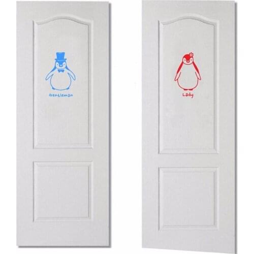 2pcs/pair Cute Artistic Penguin Wall Stickers Funny Toilet Entrance Sign Vinyl Wall Decals For Toilets Door Decoration