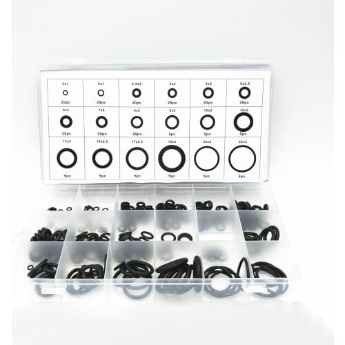 225Pcs Rubber O Ring O-Ring Washer Seals Watertightness Assortment Different Size with PlacticBox Kit Set