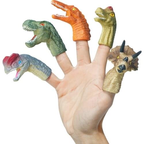 5pcs Mini Cartoon Realistic Dragon Dinosaur Finger Puppets Set Role Playing Toy Kids Tell Story Prop for Children