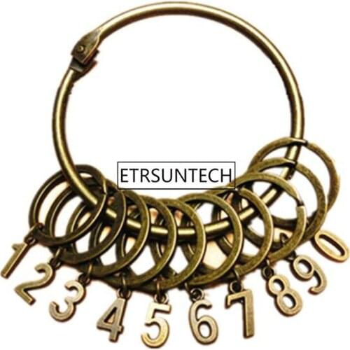 50pcs Vintage Big Key Ring Antique Bronze Color With 10 Small Key Rings Jewelry Keyrings