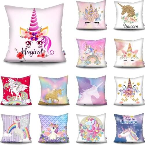 Cartoon Unicorn Series Cushion Cover Double-sided printing cushion cover Car Sofa Home Decor Pillow Case Home Decoration Pillowc
