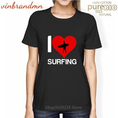 I love surfing Ladies Hipster T shirts surfing female tshirt romance Kitesurfing birthday Presents couples heart girls tee shirt