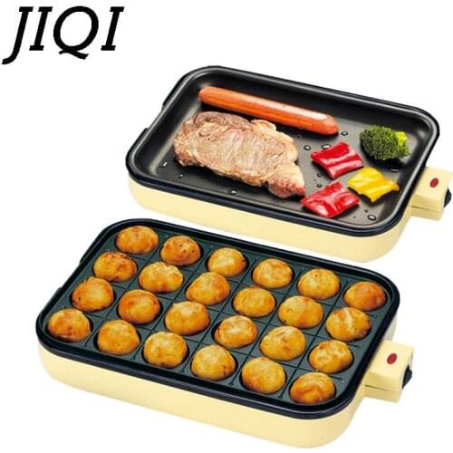 JIQI Professional Octopus Balls Maker Grill Mold Burning Plate Takoyaki machine DIY Kitchen Cooking Tools 220V 24 holes 800W