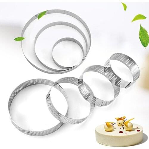 6 7 8 9 10CM Stainless Steel Pie Shape Ring Tartlet Cake Mousse Molds Circle Cutter Pie Ring Heat-Resistant Perforated Tools