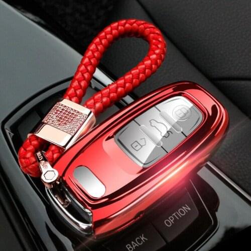 Red Soft Tpu Car Remote Smart Key Case Cover Full Protection For Audi A6l A5 Q5