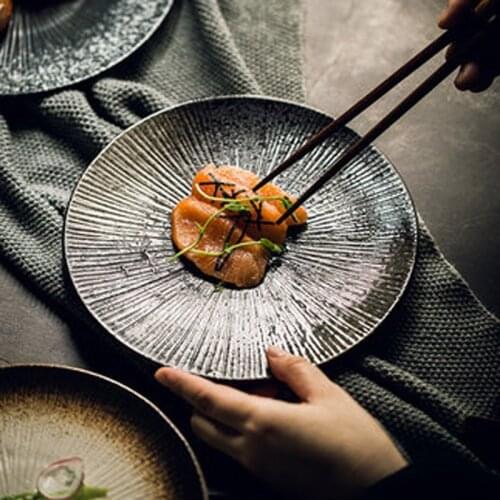 Creative Japanese Scale Ceramic Tableware Disc Western Steak Plate Pasta Plate Salad Plate Breakfast Plate Household