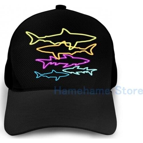 Fashion Neon Colorful Sharks Basketball Cap men women Graphic print black Unisex adult hat