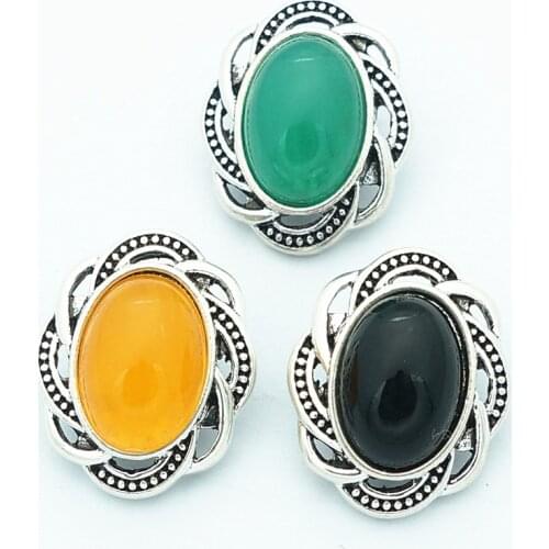 Fashion beauty Oval Stone Rotating pattern 20MM metal snap buttons fit DIY 18mm snap jewelry wholesale KZ3251