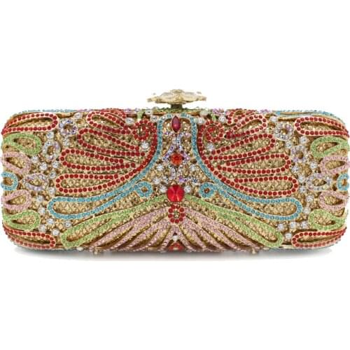 Fashion Multi-Colored Rhinestone Women Clutch Bag Luxury Ladies Evening Party Handbags Elegant Female Banquet Dinner Phone Case