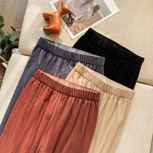 Womens new spring and summer high waist, slim, silky slim wide-leg pants, powerful gas field, sparkling and sweeping pants