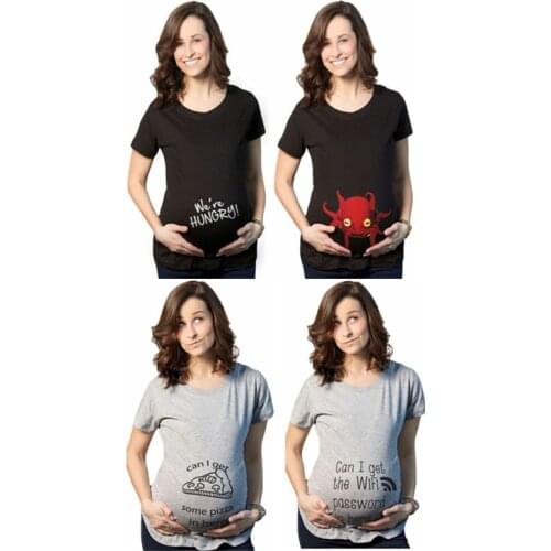 Pregnancy Clothes New Funny Maternity Short Sleeve T Shirt Fashion Tees for Pregnant Women