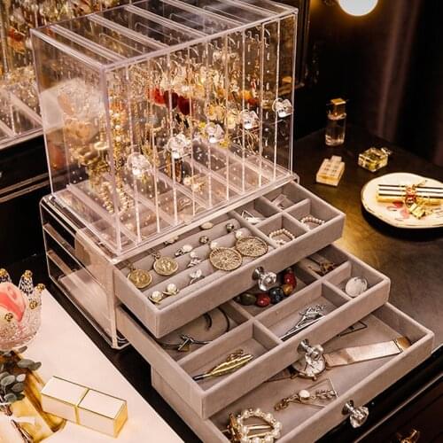 Earrings Rings Drawer Shelf Lipstick Makeup Display Stand Home Necklace Cosmetic Storage Boxes Dressing Table Jewelry Organizer
