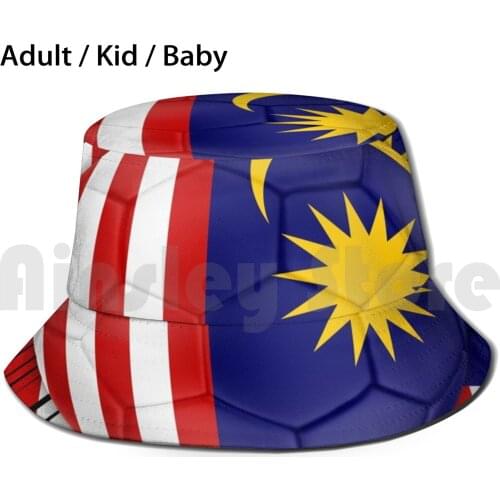Malaysia Football Flag Bucket Hat Adult kid baby Beach Sun Hats Malaysia Malaysian National Flag Competition Football Soccer