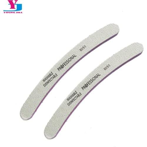 2Pcs Nail Art File 80/80 Grey Color Sandpaper Curved Disposable Nail File Block Buffer Manicure Professional Nail Beauty Tools