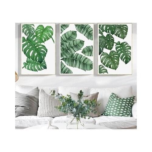 Nordic Minimalist Decoration Painting Green Plant Tree Leaf Wall Pictures for Living Room Kids Boys Girls Canvas Not Framed