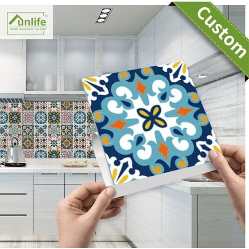 Funlife CUSTOM10cm15cm20cm25cm30cm Waterproof Self adhesive Furniture Kitchen Mediterranean Floor Tile Wall Decal TS001