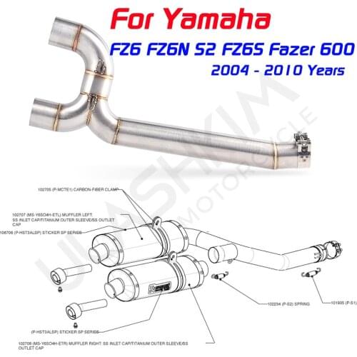 FZ6S FZ6N S2 Fazer600 Motorcycle Exhaust Pipe On For Yamaha FZ-6N FZ-6S FZ6 Fazer600 without Exhaust 04-10 Years