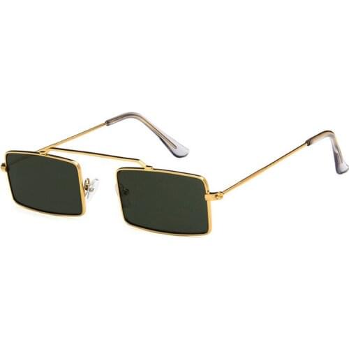 Retro Rectangle Sunglasses Women Brand Designer Metal Small Black Vintage Eye Sun Glasses Female Lentes de sol mujer UV400