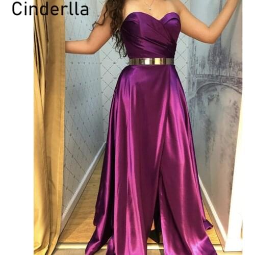 2021 Prom Dresses Sweetheart Sleeveless Sweep Train A-Line Satin Prom Dresses With Zipper Back vestidos de fiesta de noche