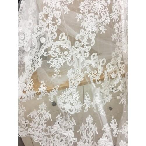 1 yard Bridal Wedding Dress Lace Fabric Luxury Sequin Evening Dress Ivory sell for 1 Yard Bridal Lace for bridal dress wedding