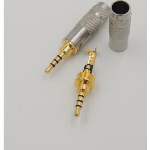 10pcs Gold Plated Straight 4 Pole 2.5mm Stereo TRRS repair Headphone Male Plug Jack metal Audio Connector