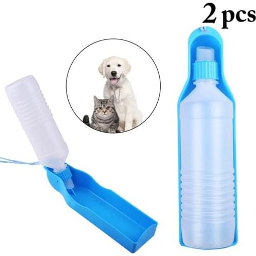 2PCS 300ml+500ml Pet Water Bottle Portable Plastic Dog Drink Bottle Dog Water Dispenser Plastic Portable Water Bottle