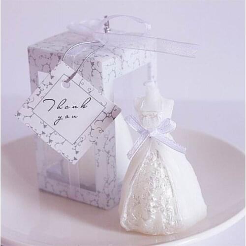200 Pcs Fashion White Bride Dress Candle Favor for Wedding Gifts Guest Souvenirs