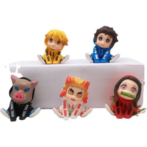 5pcs/set Demon Slayer Action Figure Toy Tanjirou Agatsuma Zenitsu Nezuko Inosuke Kyoujurou Collection Model Doll Kids Gift