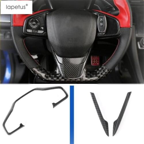 Lapetus Accessories Fit For Honda Civic 2016 - 2020 ABS Steering Wheel Button Decoration Strip Molding Cover Kit Trim
