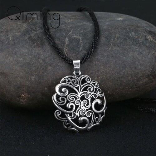 Amulet Viking Necklace Gift Jewelry Filigree Disc Drop Spray Pattern Peace Tree Of Life Charm Long Women Men Necklace