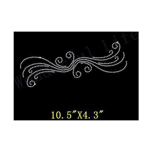 Free Shipping Swirl and Spiral Design Rhinestone Transfer Hotfix Iron on Applique with Free Gift for Dress