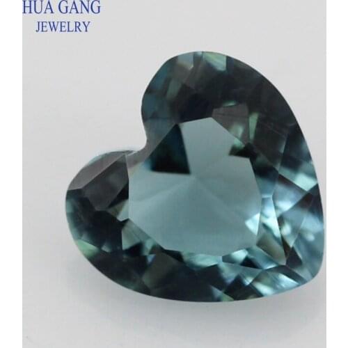Ink Blue Color Heart Shape Princess Cut Loose Glass Beads Synthetic Gems For Jewelry Size 3x3~12x12mm Free Shipping