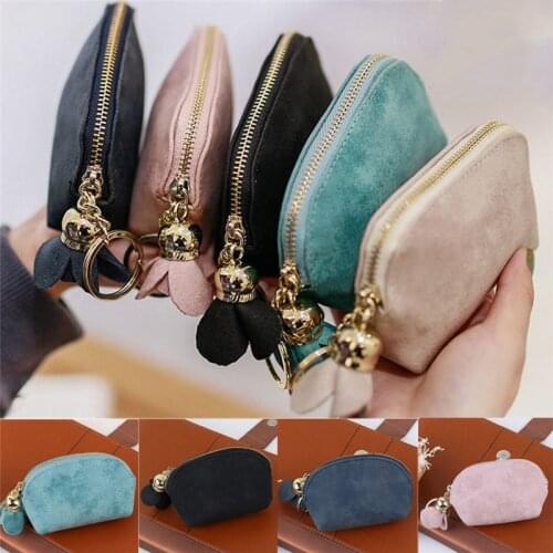 Floral Pendant Coin Purses Women Ladies PU Leather Mini Wallet Card Key Holder Zip Clutch Bag Small Handbag Bag 2020 Brand New