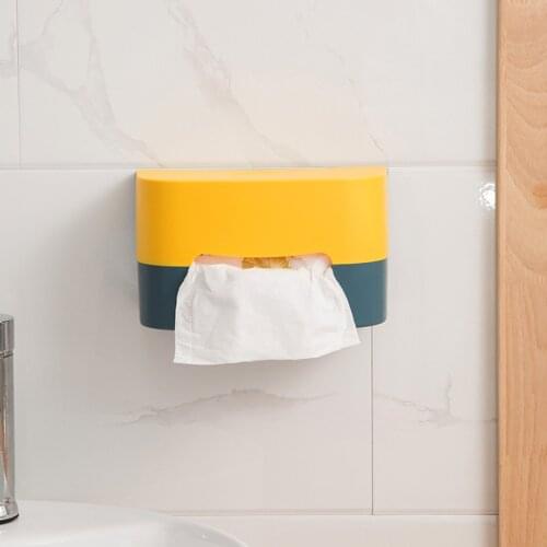 Tissue Box Holder Household Wall Mount Storage Box for Facial Tissues and Napkin Paper Pink/ Grey/ Yellow/ Blue