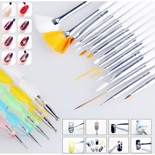 20pc/set Nail Tools15Pcs Nail Art Brushes Design Set +5pcs Dotting Painting Drawing Polish Brush Pen Tools RB64