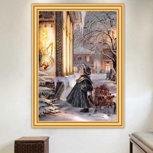 DIY 5D Diamond Painting Girl Winter Full Drill Square Diamond Mosaic Picture Art Embroidery Christmas Gift Home Decoration