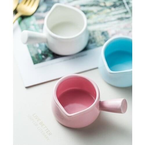 Ceramic Mini Saucepan Pan Milk Jug Jam Bowl Milk Cup with Handle Sugar Bowl Pan Milk Jug Kitchen Cookware