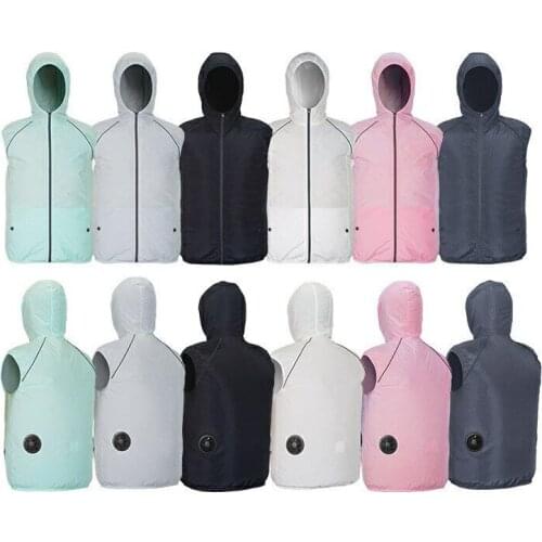 Summer Outdoor Sunscreen Skin Jacket Men Womens USB Fan Cooling Air Conditioning Clothing Hiking Fishing Reflective Hooded Vest