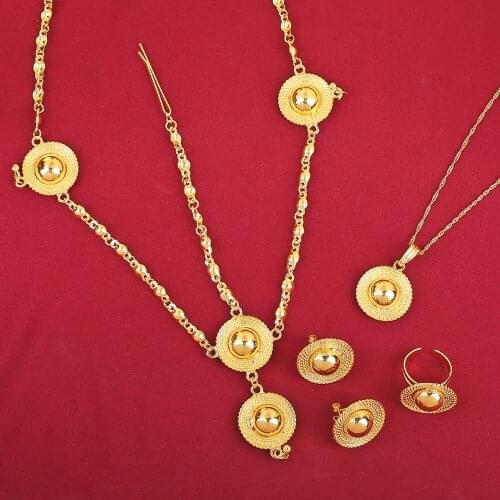 Top Brand Romantical 24K Gold Color Jewelry Sets For African Ethiopian Eritrean Women