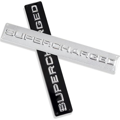 3D Metal Supercharged Logo Car Trunk Rear Bumper Body Trim Badge Sticker For Land Rover Autogiography Discovery Velar Evoque SVR