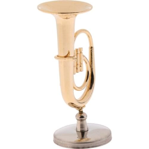 Miniature Copper Tuba Model Musical Instrument For 1/12 Doll House Accessory
