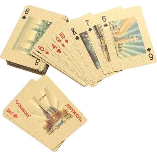 1Pair Waterproof Architectural Pattern Poker Table Game Playing Card Collection Poker Table Game Playing Card Collection Poker