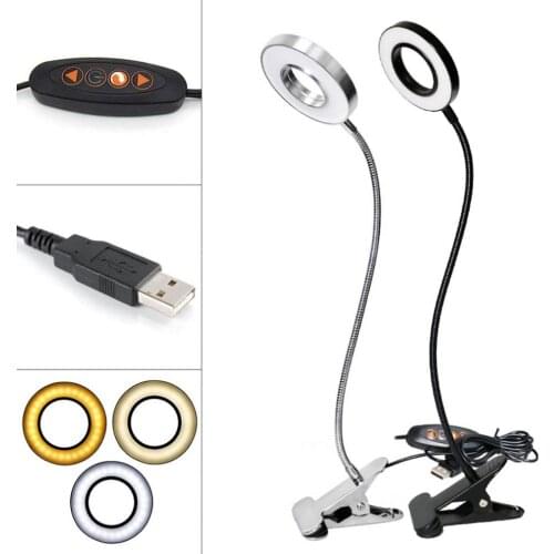 LED Clamp Desk Lamp Dimmable Reading Light Eye Care USB Table Lamp LED Bedside Lamp Baby Night Light Clip