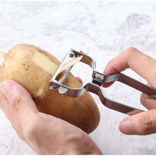 Knife grinder 2 In 1 Fruit And Vegetable Slicer Planer Potato Carrot U-Shaped Handle Peeler Silver 430 Stainless Steel
