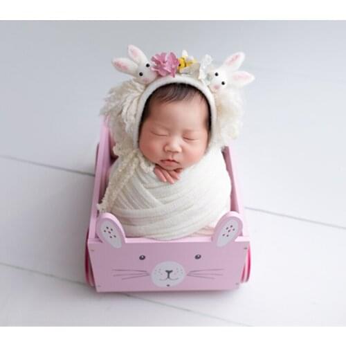 Newborn Wool Felt Rabbit Bonnet Photography Props Felted Bunny Hat For Photo Props Infan Animal Hat Props