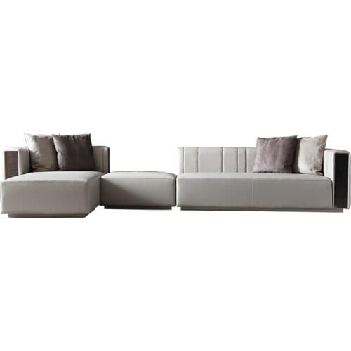 Light luxury solid wood corner sofa modern simple leather sofa tea table combination designer furniture